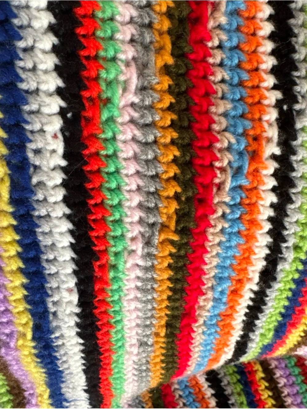 Colorful Multistripe Crochet Throw Blanket - Vibrant Stripes
